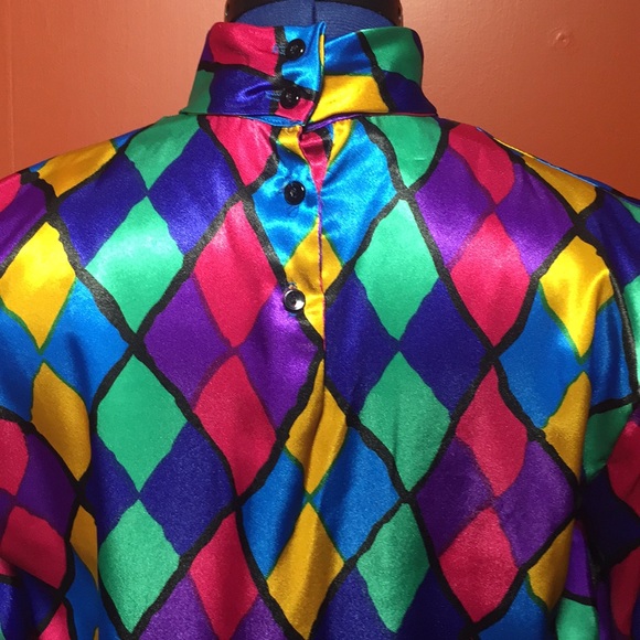 Vintage 80’s multi colored patterned blouse M/L - Picture 6 of 8